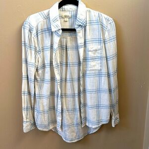 Cream and blue plaid shirt
